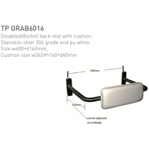 ECT Disabled (Toilet) Back Rest with Cushion Stainless Steel 304 Grade and Pu White 